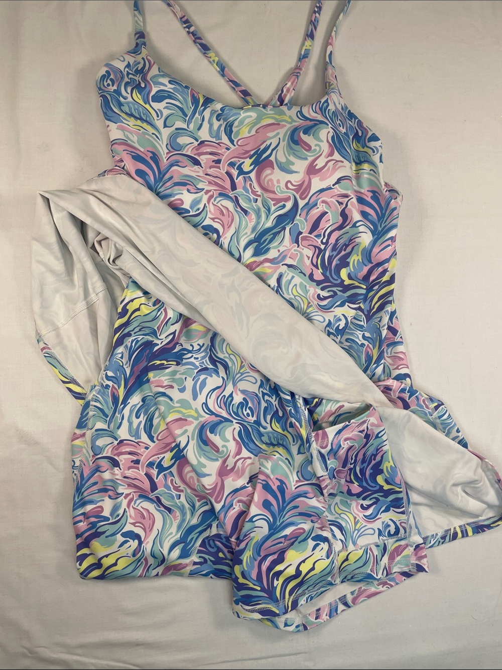 Simply Southern Groovy  Swirl Mini tank dress  activewear casual tennis prep XL - Picture 2 of 6